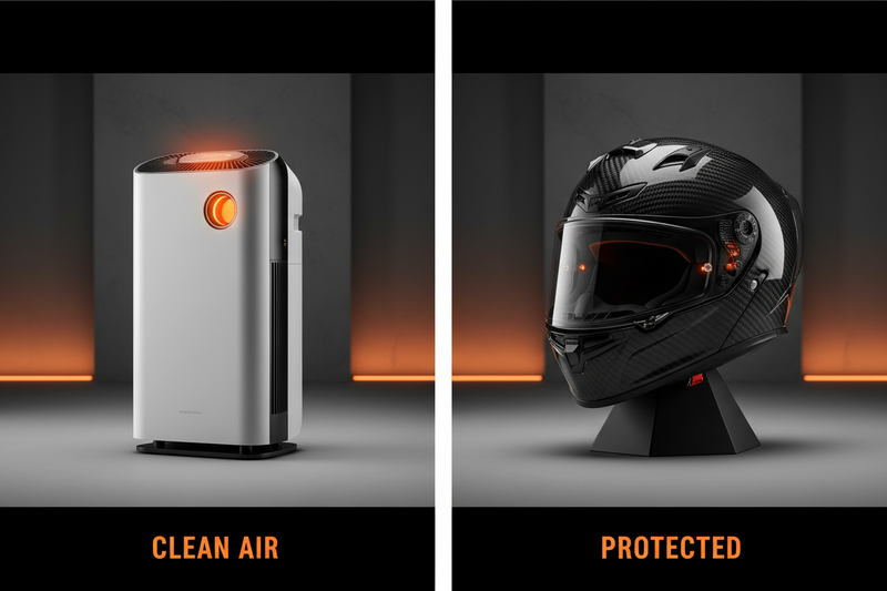 Air Purifier vs Helmet: Why Your Helmet Isn't Filtering the Air You Breathe