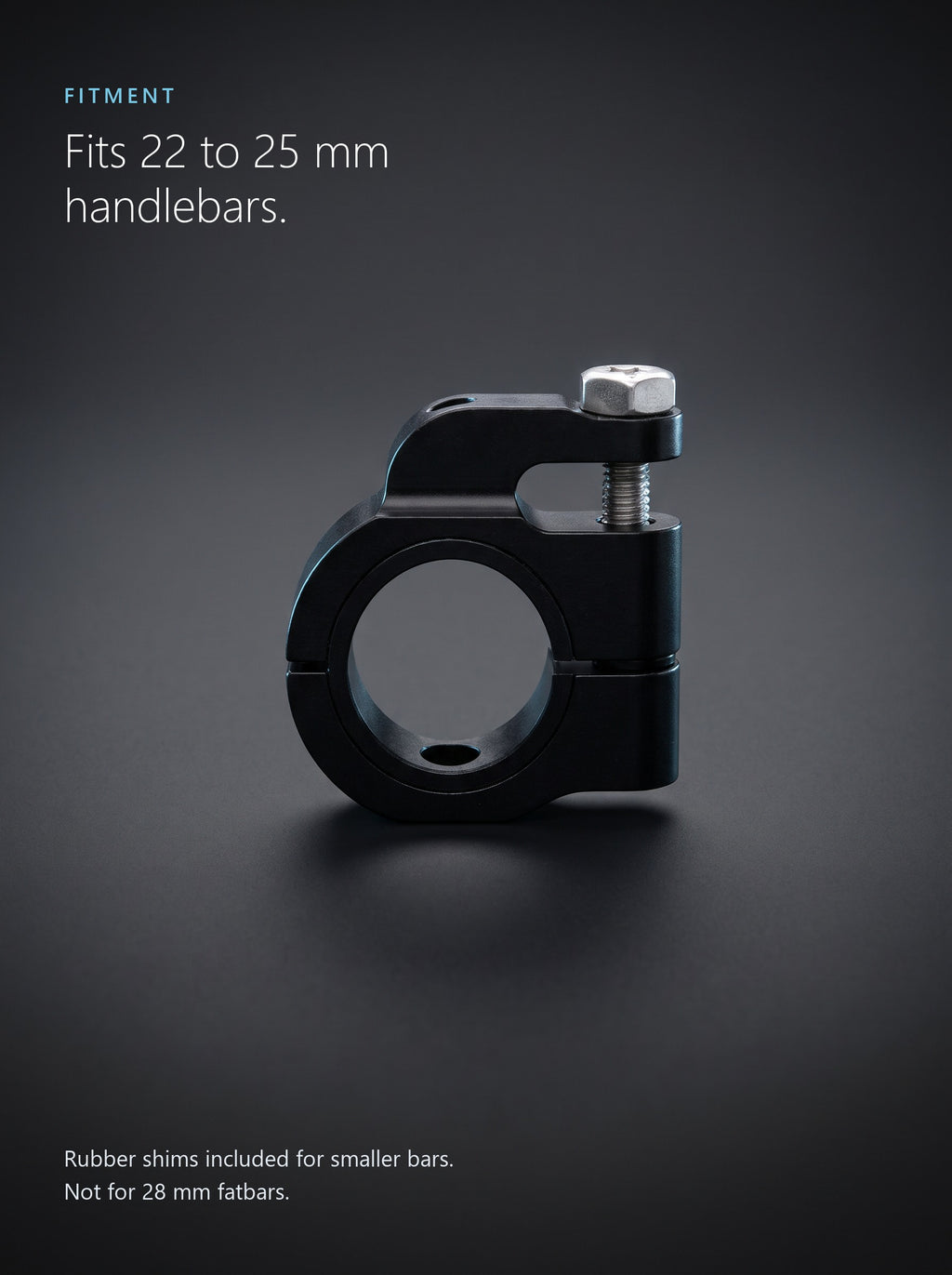 Easi Breezi handlebar mount fits 22 to 25 mm handlebars, rubber shims included, not for 28 mm fatbars