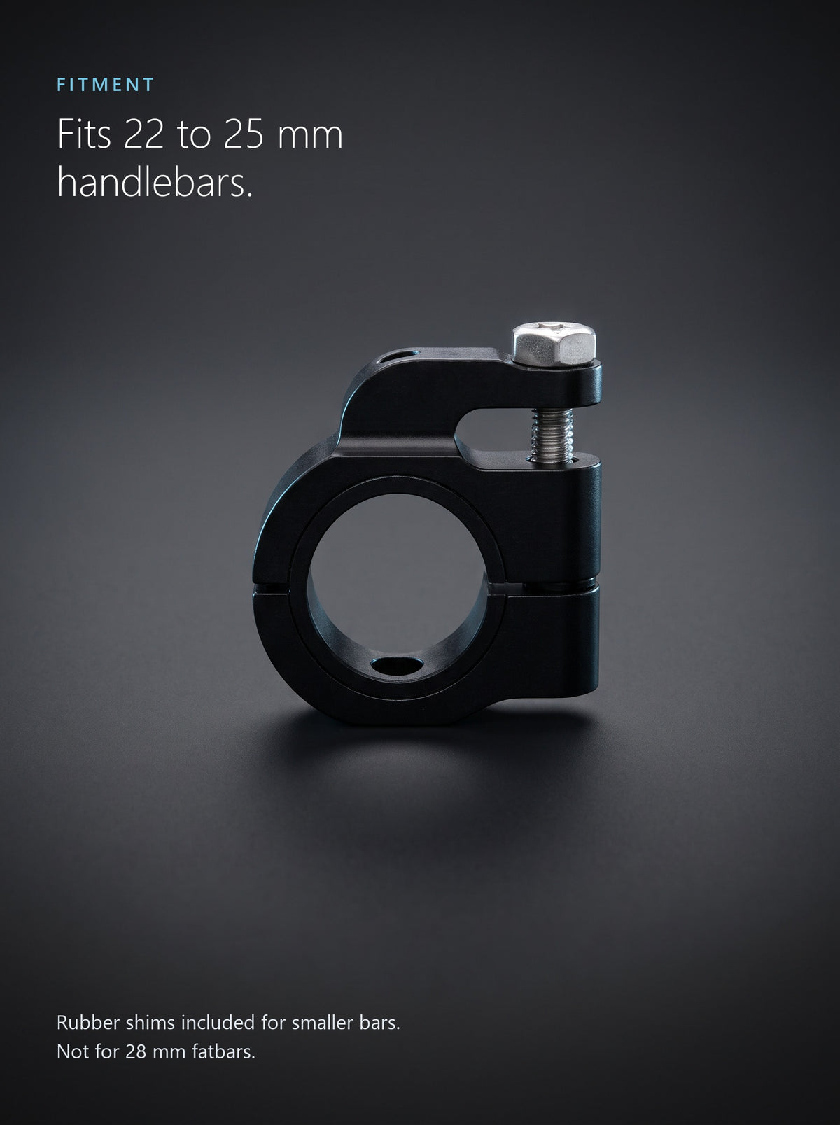 Easi Breezi handlebar mount fits 22 to 25 mm handlebars, rubber shims included, not for 28 mm fatbars