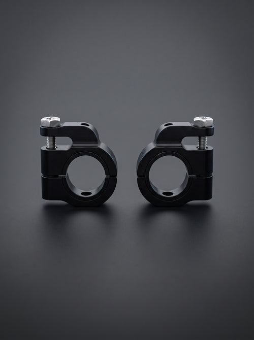 Pair of Easi Breezi universal handlebar mounts, black aluminium clamps with silver bolts