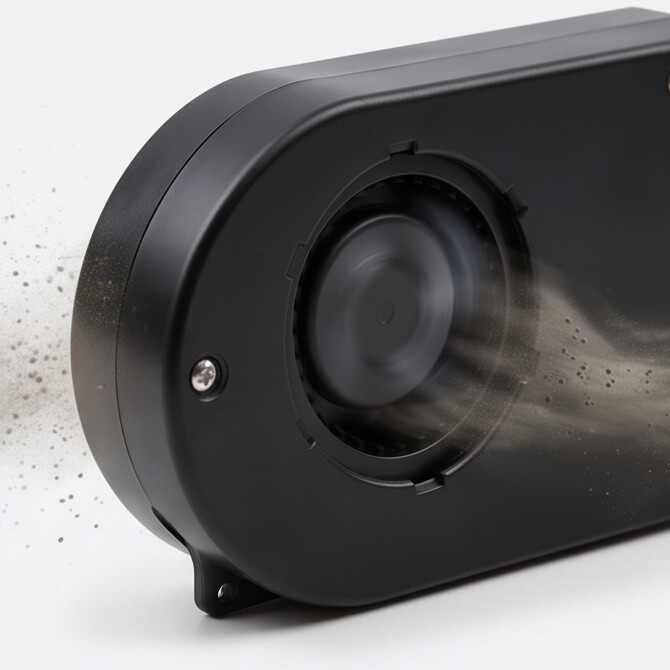 Easi Breezi fan drawing airborne particles into the HEPA filter