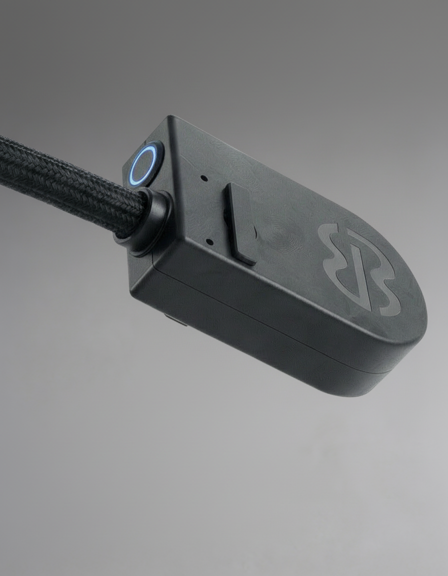 Easi Breezi clip-on air filtration device showing mounting clip mechanism